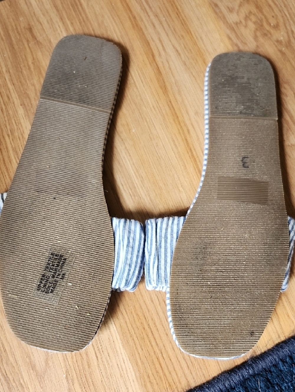 LOFT Blue and White Striped Ruched Slide Mules - Picture 8 of 8